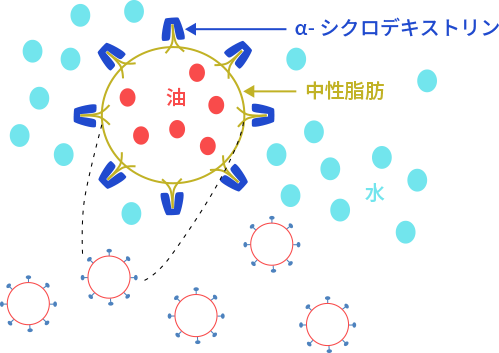図1. α-シクロデキストリンによる乳化作用