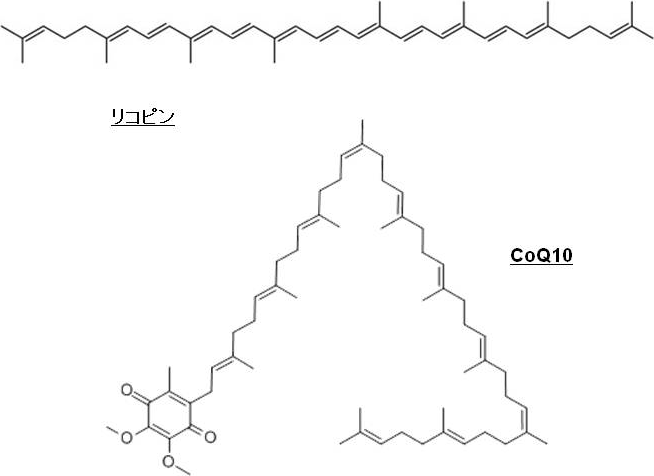 図1. CoQ10とリコピンの構造