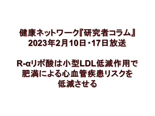 R-αリポ酸は小型LDL低減作用で肥満による心血管疾患リスクを低減させる